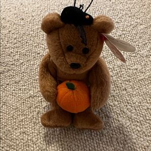 Ty Hocus Halloween Bear with Orange Pumpkin + Spider